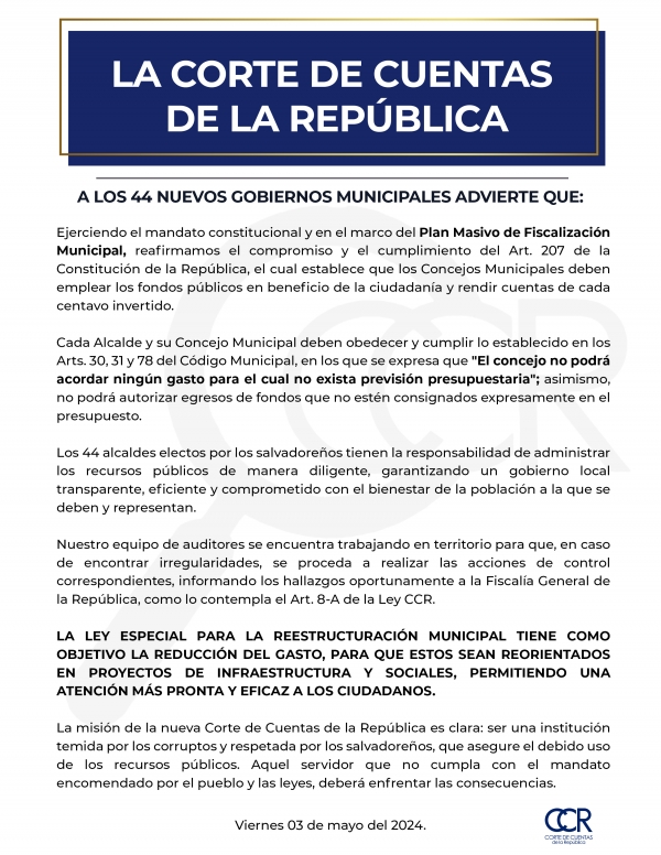 CCR insta a los gobiernos municipales a administrar los recursos p&uacute;blicos y transparente y eficientemente